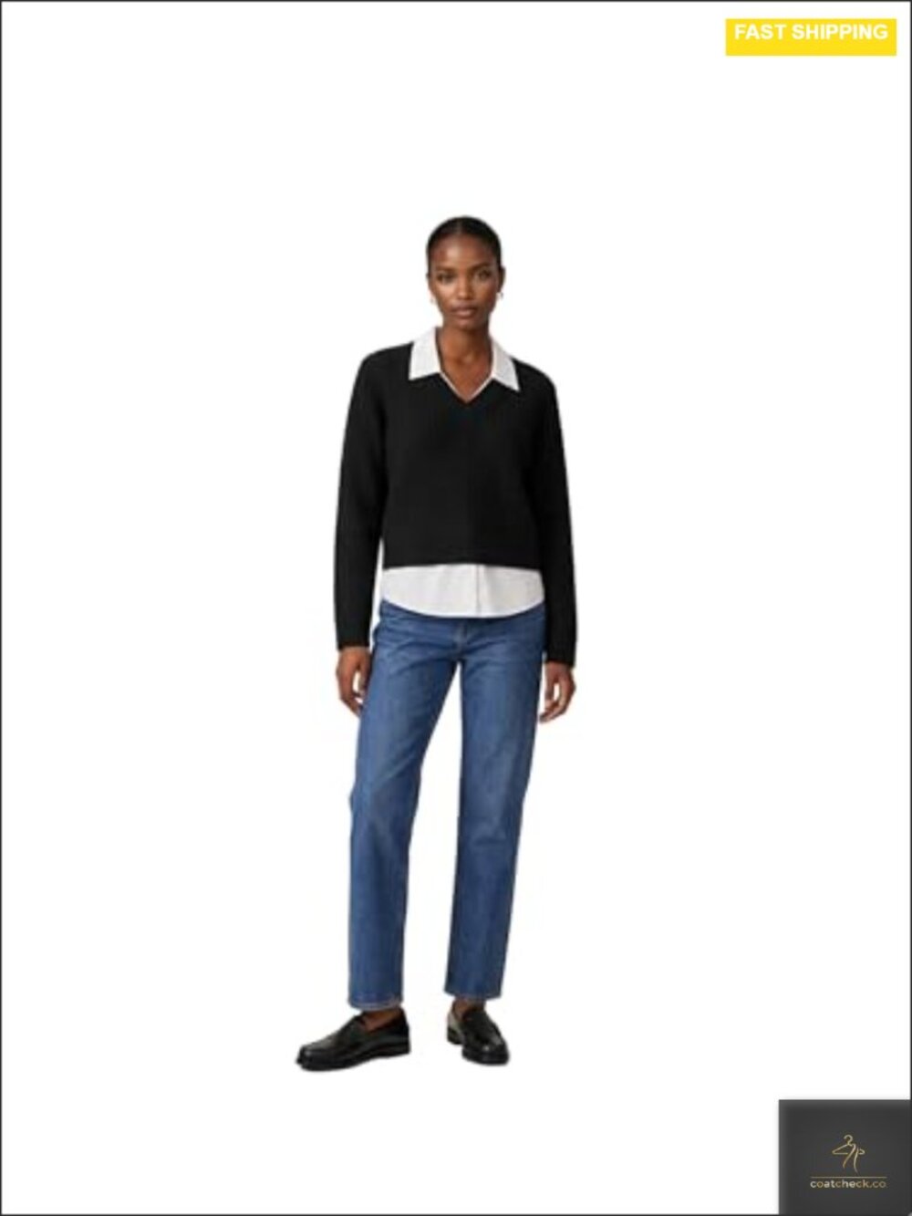 100% Cashmere Mixed Media V-Neck Pullover Sweater